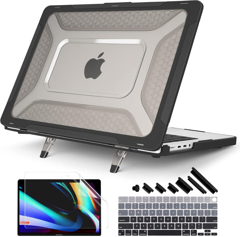 Batianda Extreme Heavy Duty Case for M5 MacBook Pro 14 inch 2025 2024 2023 2021 Release - Anti-Slip Reinforced Fold Stand (Holds 25lbs) Shockproof Honeycomb Exoskeleton Hybrid Armor - Black - Image 1